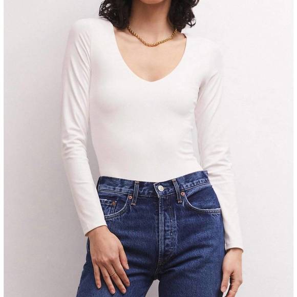 Z Supply Luxe Smooth Bodysuit- White